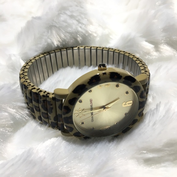 ISAAC MIZRAHI LEOPARD PRINT SHINY ENAMEL WATCH - Picture 2 of 8